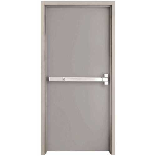 Armor Door VSDFRKD3680EL 36 in. x 80 in. Fire-Rated Gray Left-Hand Flush Steel Commercial Door with Knock Down Frame Panic Bar and Hardware Galvanneal