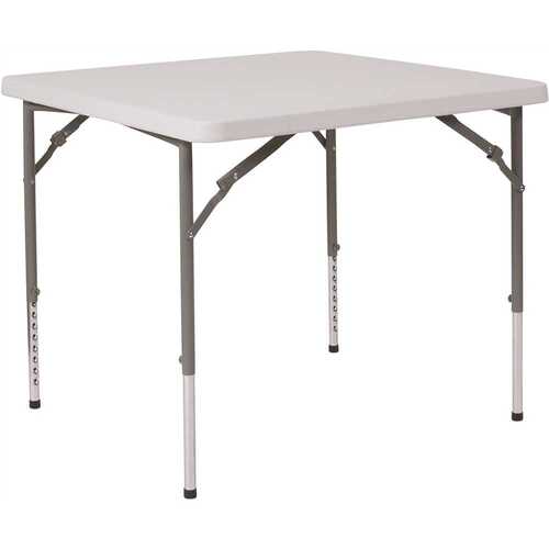 33.5 in. Granite White Plastic Tabletop Metal Frame Folding Table