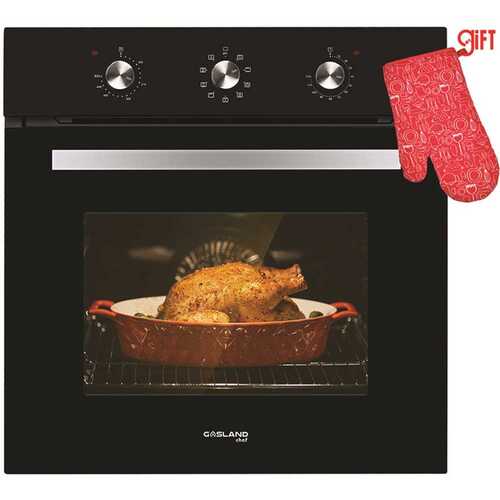 24 in. Built-In Single Electric Wall Oven with Rotisserie, 9-Cooking Modes, Mechanical Knob Control in Black