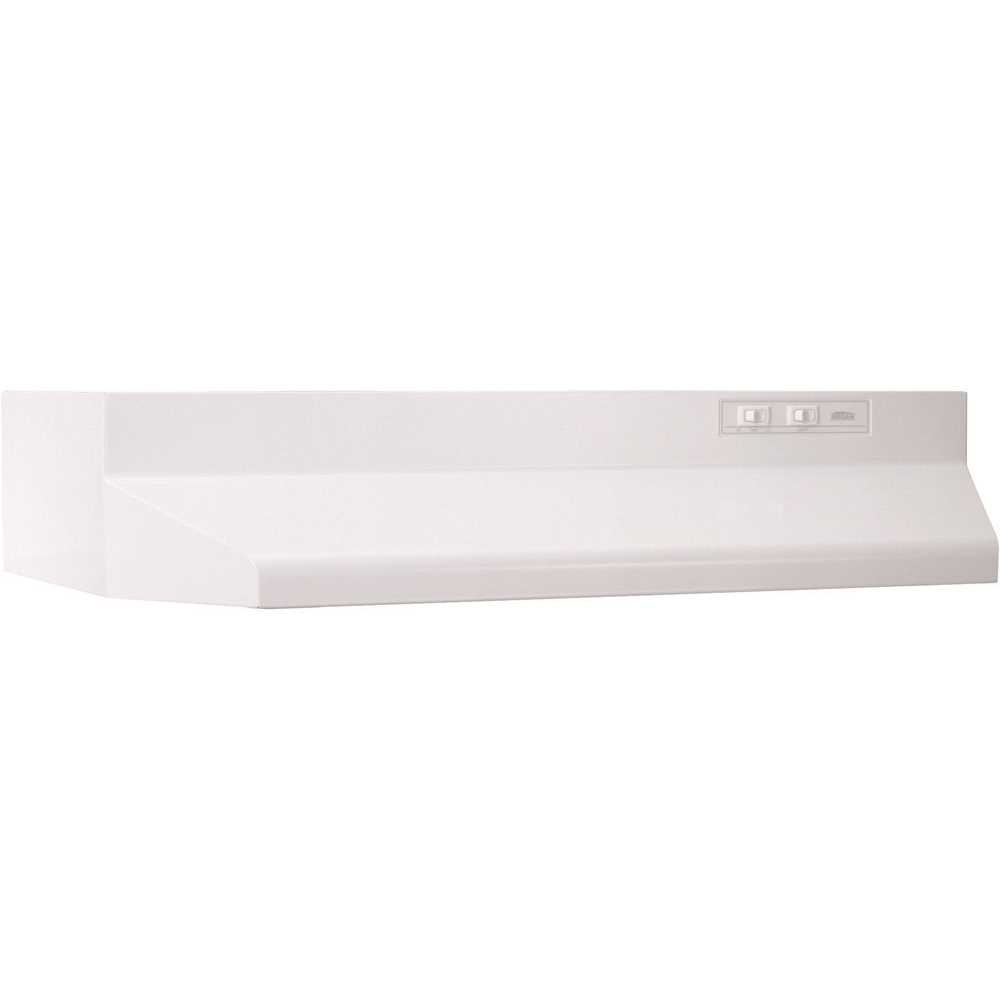 Broan-NuTone BUEZ030WW BUEZ0 30 in. 210 Max Blower CFM Ducted Under-Cabinet Range Hood with Light and Easy Install System in White White-on-White