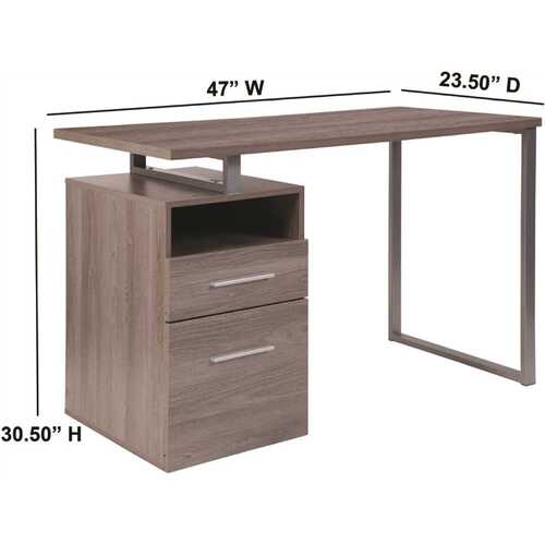 47 in. Rectangular Light Ash 2 Drawer Computer Desks with File Storage