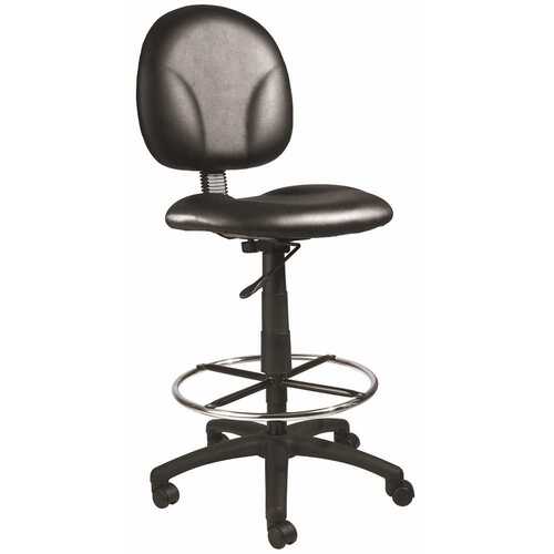 BOSS Office Products B1690-CS Antimicrobial Black Vinyl Cushions Chrome Footring Armless Pneumatic Lift Drafting Chair