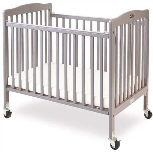 LA Baby CW-883A-G Gray Little Wood Crib-Mini/Portable Folding Wood Crib