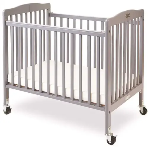 Gray Little Wood Crib-Mini/Portable Folding Wood Crib