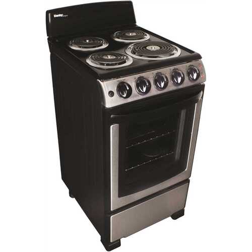 Danby Products DER202BSS 20 in. 2.3 cu.ft. Single Oven Electric Range with Manual Clean Oven in Black and Stainless