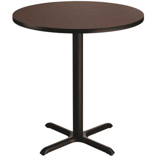 36 in. Round CT Series Mahogany MDF Laminate Top and Metal X-Base, Composite Wood Cafe Table (Seats 4)