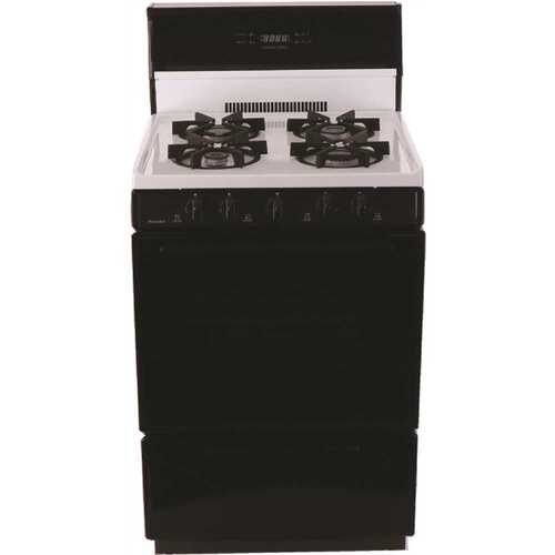 24 in. 2.97 cu. ft. Freestanding Sealed Burner Spark Ignition Gas Range in White with Black Trim