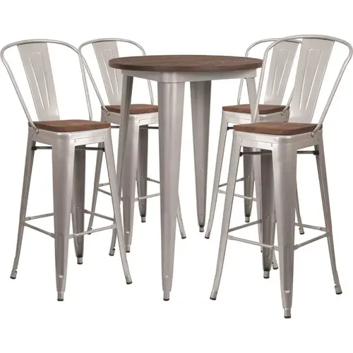 Natural Table and Chair Set Silver