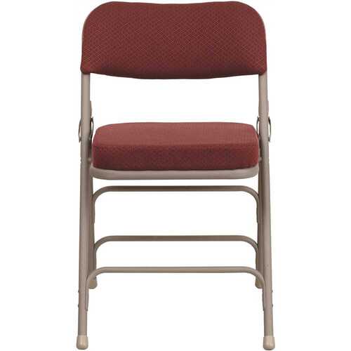 Burgundy Fabric/Gray Frame Metal Folding Chair Red