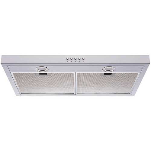 Winflo UR008C30W 30 in. 300 CFM Convertible Under Cabinet Range Hood in White with Mesh Filters and Push Button