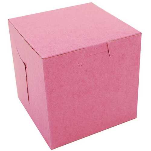 SOUTHERN CHAMPION TRAY COMPANY 0807 Pink Non-Window Bakery Box w/Tuck-in Lid 4 x 4 x 4"
