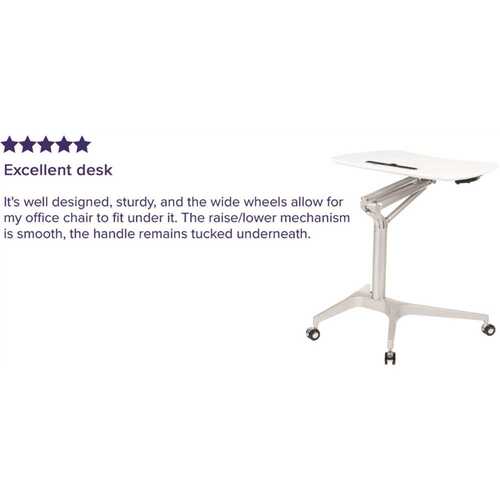 28.3 in. Rectangular White/Silver Laptop Desks with Adjustable Height