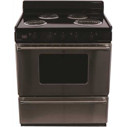 30 in. 3.91 cu. ft. Coil Electric Range in. Stainless Steel 4-Burner Power Cord Sold Separately