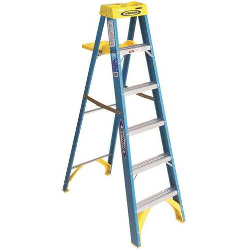 Werner 6006S 6 ft. Fiberglass Step Ladder with 250 lbs. Load Capacity Type I Duty Rating
