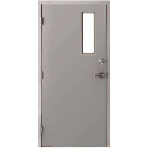 Armor Door VSDLPEX3680RVWS 36 in. x 80 in. Reversible Steel Commercial Door Kit, Adjustable Frame, Entrance Lever, 5 x 20 Vision Lite, Fire Rated