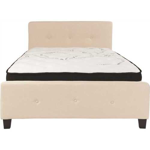 Flash Furniture CGA-HG-228418-BE-HD Beige Full Platform Bed and Mattress Set