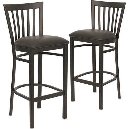 29 in. Black Vinyl Seat/Black Metal Frame Bar Stool