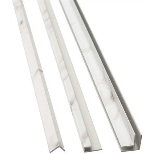 Carrara Marble 94 in. Vinyl Backsplash Accessory Trim Kit White