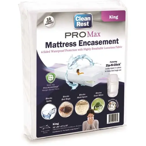 Pro Max Encasement Polyester King Mattress Cover White