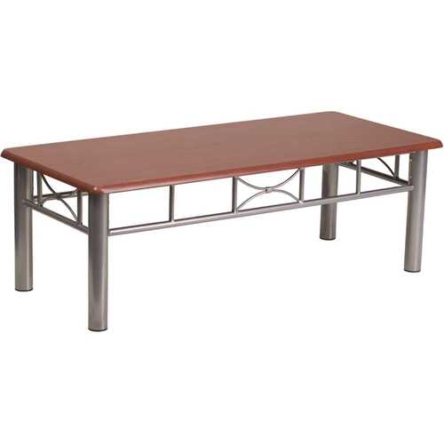 46 in. Mahogany/Gray Large Rectangle Wood Coffee Table