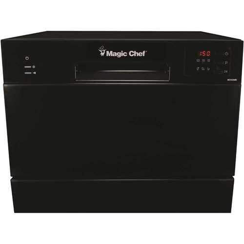 Magic Chef MCSCD6B5 21 in. Black Electronic Countertop 120-volt Dishwasher with 6-Cycles, 6 Place Settings Capacity