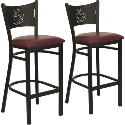 30.5 in. Burgundy Vinyl Seat/Black Metal Frame Bar Stool