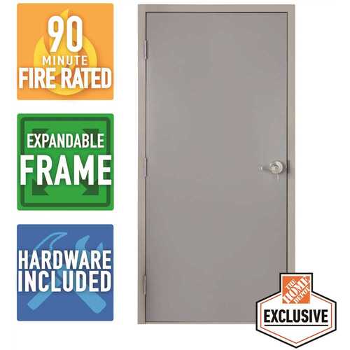 36 in. x 80 in. Right-Hand Adjustable Metal Frame and Commercial Door for 4-1/2 in. to 7-3/4 in. Finished Wall Thickness
