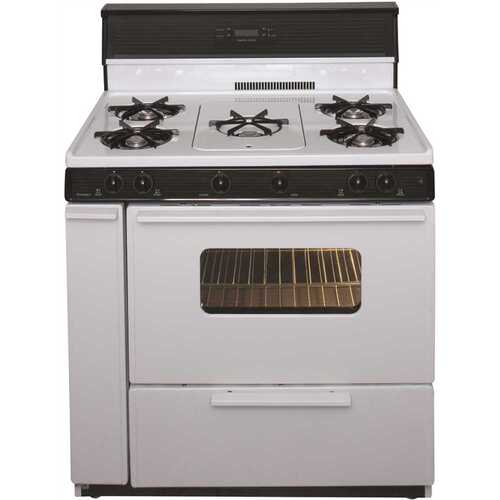 36 in. 3.91 cu. ft. Freestanding Gas Range with 5th Burner and Griddle Package in White with Black Trim