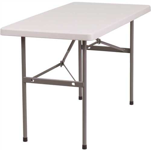 48 in. White Plastic Tabletop Metal Frame Folding Table