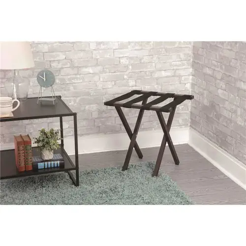 Hospitality 1 Source LRPCBR-MINI Mini Metropolitan Square Tube Brown with Black Straps Metal Luggage Rack