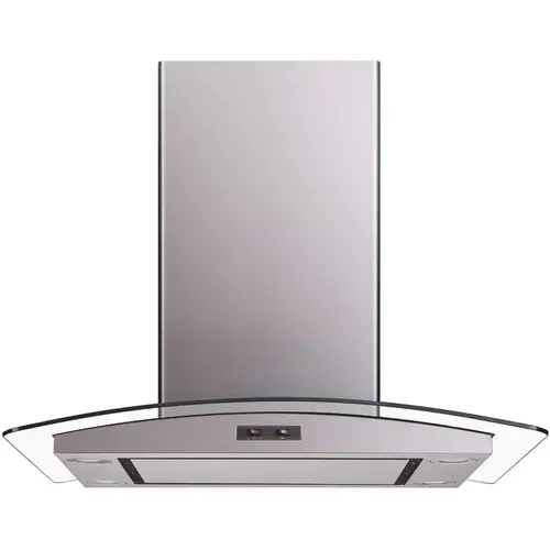 30 in. Convertible Island Mount Range Hood in Stainless Steel and Glass with Mesh Filter and Stainless Steel Panel