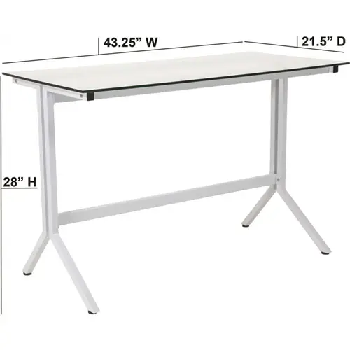 43.3 in. Rectangular White Computer Desks with Glass Top