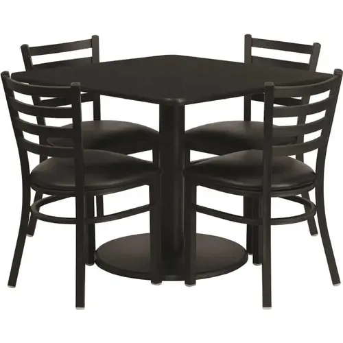 Black Top/Black Vinyl Seat Table and Chair Set