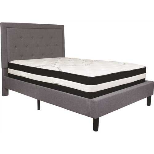 Light Gray Full Platform Bed and Mattress Set