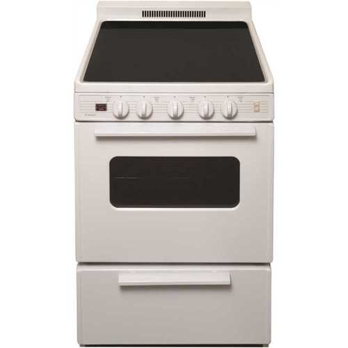 24 in. 2.97 cu. ft. Freestanding Smooth Top Electric Range in White