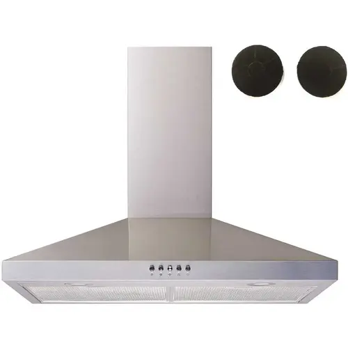Winflo WR003C36F 36 in. Convertible Wall Mount Range Hood in Stainless Steel with Push Buttons, Mesh and Charcoal Filters