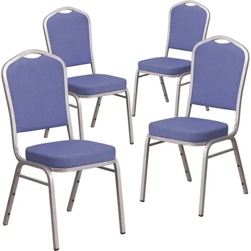 Blue Fabric/Silver Frame Banquet Stack Chair