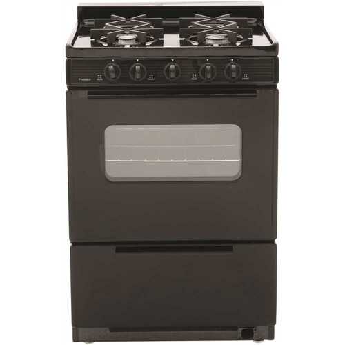 24 in. 2.97 cu. ft. Battery Ignition Gas Range in Black