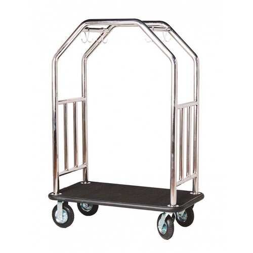 Estate Series Stainless Steel Bellman's Cart with Black Deck