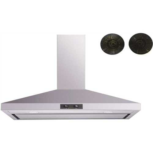 36 in. Convertible Wall Mount Range Hood in Stainless Steel with Mesh Filter, Charcoal Filters and Stainless Steel Panel