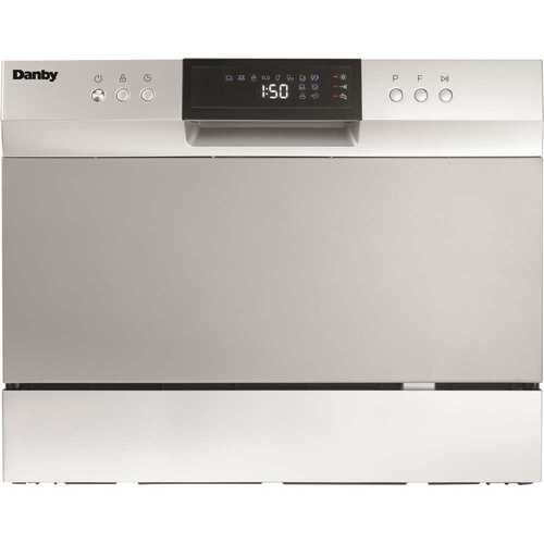 18 in. Silver Digital Portable 120-volt Dishwasher with 8-Cycles with 6-Place Settings Capacity