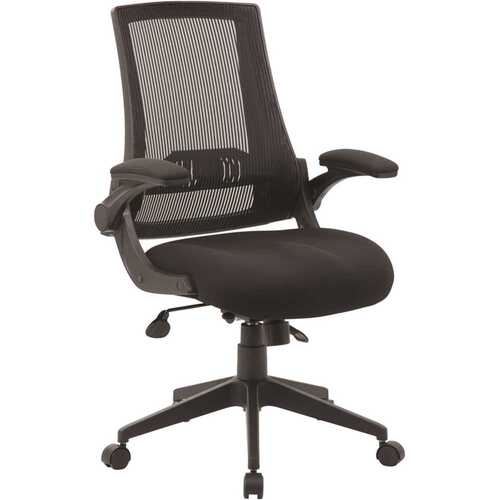 BOSS Office Products B6776-BK Black Mesh Flip Arm Chair