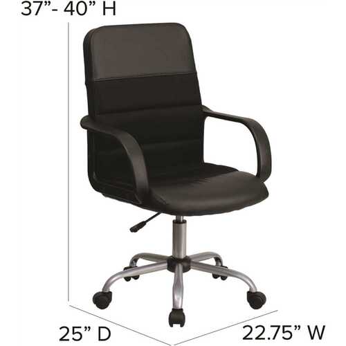 Faux Leather Swivel Office Chair in Black