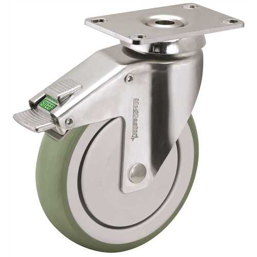 MEDCASTER SS-05AMP125-DL-TP01 ANTIMICROBIAL DIRECTION LOCK CASTER WITH 220-POUND CAPACITY AND TOP PLATE FITTING, 5 IN., STAINLESS STEEL