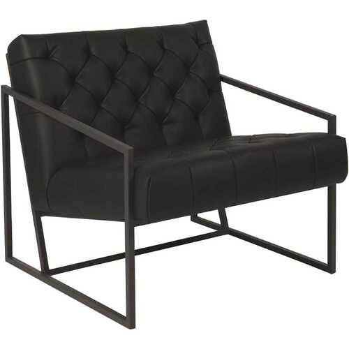 Faux Leather Cushioned Reception Chair in Black