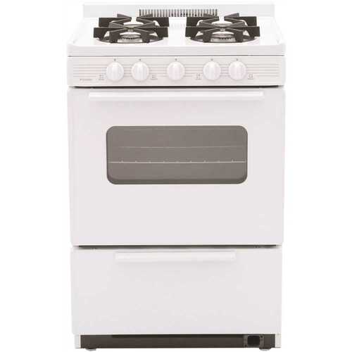 24 in. 2.97 cu. ft. Battery Spark Ignition Gas Range in White