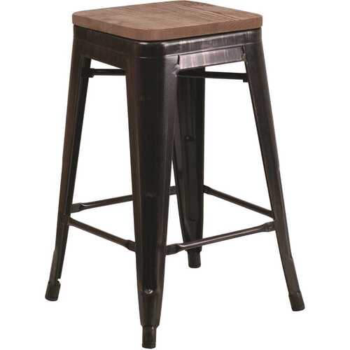 24 in. Black-Antique Gold Bar Stool