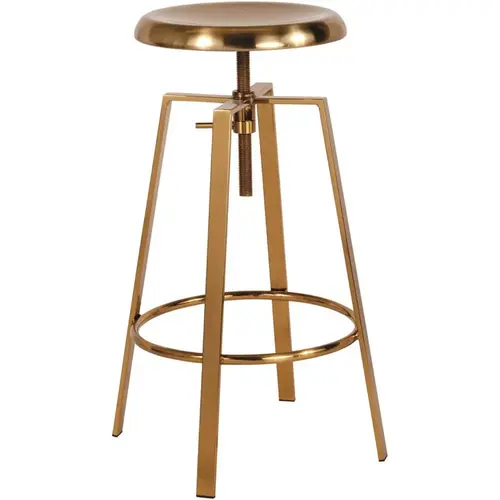 35 in. Adjustable Height Gold Bar Stool