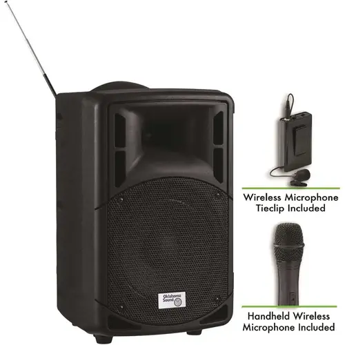 Oklahoma Sound PRA-8000/PRA8-6 40 Watt Wireless PA System w/Wireless Tie Clip Mic