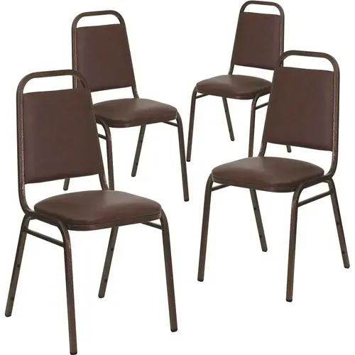 Brown Vinyl/Copper Vein Frame Banquet Stack Chair